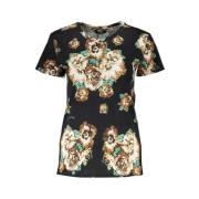 Zwart Katoenen Bedrukt T-Shirt Cavalli Class , Black , Dames