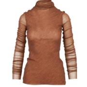 Gedrukte stretch tule top Philosophy di Lorenzo Serafini , Brown , Dam...