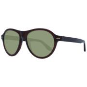 Bruin Heren Zonnebril Rond Groene Lens Serengeti , Brown , Heren