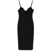 Zwarte Midi Jurk met Verstelbare Bandjes Elisabetta Franchi , Black , ...