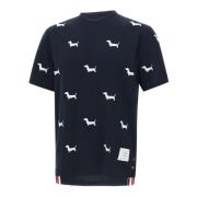 Geborduurd Logo Katoenen Tee Thom Browne , Blue , Heren