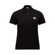 Logo Patch Piquet Polo - Zwart Moncler , Black , Dames