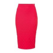 Elastische taille lange rok met studs Elisabetta Franchi , Red , Dames