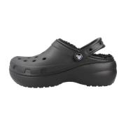 Klassieke Plateau Gevoerde Klompen Crocs , Black , Dames