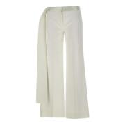 Witte wollen blend broek met satijnen bies Victoria Beckham , White , ...