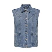 Denim Vest Mouwloos Jack Only , Blue , Dames