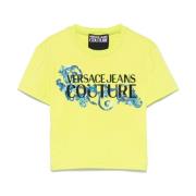 Kristalversierd Groen T-shirt Versace Jeans Couture , Green , Dames