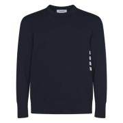 Blauwe Crew Neck Katoenen Trui Thom Browne , Blue , Heren