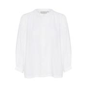 Blouse met cropped mouwen en mandarijnkraag Kaffe , White , Dames