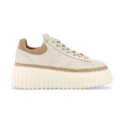 Beige Sneakers met Suède Panelen Hogan , Beige , Dames