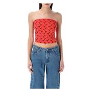 Maan Allover Bustier Top Marine Serre , Red , Dames