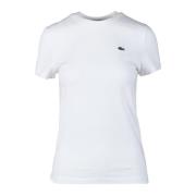 Katoen Elastaan T-shirt Lacoste , White , Dames