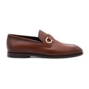 Gancini Leren Loafer met Gouden Detail Salvatore Ferragamo , Brown , H...