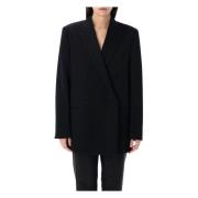 Zwarte Wollen Blazer Dubbel-Borstig Elegant Jil Sander , Black , Dames