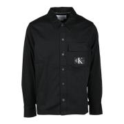 Katoen Elastaan Shirt Calvin Klein Jeans , Black , Heren