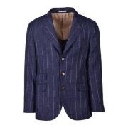 Elegant Zijdeblend Wollen Jas Brunello Cucinelli , Blue , Heren