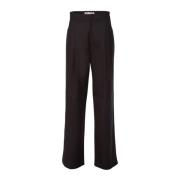 Wijde Pijp Zwarte Smocked Broek Nineminutes , Black , Dames