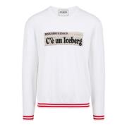 Witte ronde hals katoenen trui met jacquard graphics Iceberg , White ,...