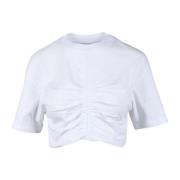 Katoenen T-shirt Semicouture , White , Dames