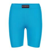 Turquoise Active Bermuda shorts in stretch viscose met logo Iceberg , ...