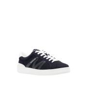 Zwarte Leren Lage Sneakers Moncler , Black , Heren