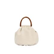 Vintage Leren Handtas met Acryl Handvat Malababa , Beige , Dames