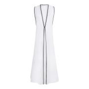 Lange witte vest met zwarte randen Jijil , White , Dames