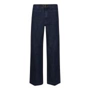 Flare Denim Jeans met Metalen Gesp Polo Ralph Lauren , Black , Dames