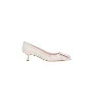 Ivoor Leren Gesp Hak Pumps Roger Vivier , Beige , Dames