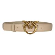 Love Berry Beige Leren Riem Pinko , Beige , Dames