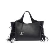 Zwarte Karabijnhaak Tassen met Logohanger Tod's , Black , Dames