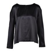 Zijden Blend Blouse Wild Cashmere , Black , Dames