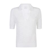 Katoenen Gebreid Poloshirt Eleventy , White , Dames