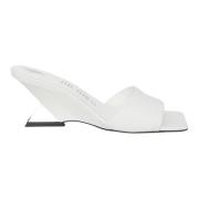 Witte Cheope Mules van leer met piramidehak The Attico , White , Dames