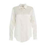 Witte Zijden Blouse Elegante Kent Kraag Himon's , White , Dames