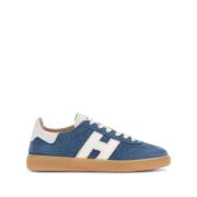 Blauwe Suède Sneakers Veters Logo Hogan , Blue , Dames