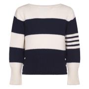 Blauwe Rugby Streep Wollen Trui Thom Browne , Blue , Heren