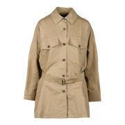 Katoen Linnen Jas Max Mara Weekend , Beige , Dames