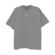 Grijze Logo Print Katoenen T-shirt Balenciaga , Gray , Heren