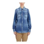 Denim Western Shirt Dsquared2 , Blue , Dames