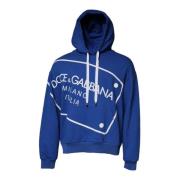 Blauwe Katoenen Logo Print Hoodie Dolce & Gabbana , Blue , Heren