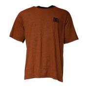 Bruine Katoenen Logo Crew Neck T-shirt Dolce & Gabbana , Brown , Heren