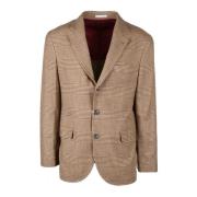 Luxe Wol Zijde Linnen Kasjmier Jas Brunello Cucinelli , Brown , Heren