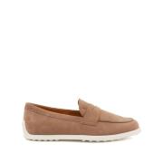 Bruine platte schoenen met geborduurd logo Tod's , Brown , Dames