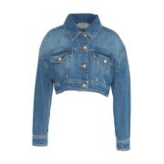 Stijlvolle Korte Denimjas Blauw Elisabetta Franchi , Blue , Dames