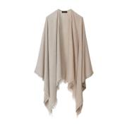 Zand Fringed Cape Jacket Fabiana Filippi , Beige , Dames