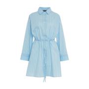 Blauwe Gestreepte Blousejurk Roberto Collina , Blue , Dames