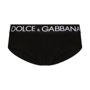 Zwarte Bedrukte Elastische Taille Slip Dolce & Gabbana , Black , Heren