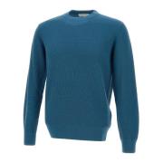 Merino Wol Crew Neck Sweater Filippo De Laurentiis , Blue , Heren