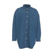 Blauwe Oversize Denim Shirt Jas Polo Ralph Lauren , Blue , Dames